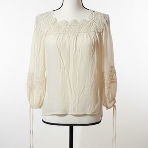 Zac & Rachel Cream Crochet Trim Top